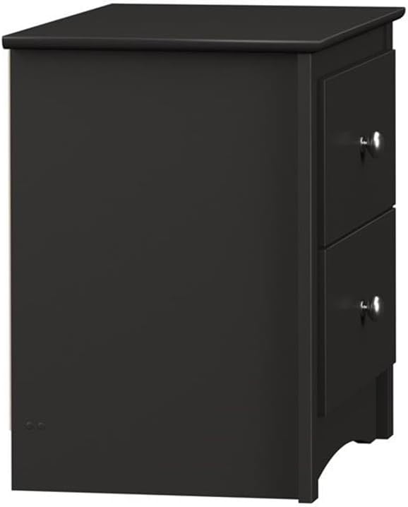 Prepac Sonoma Traditional Nightstand Side Table with 2 Drawers, Functional 2-Drawer Bedside Table 16" D x 23.25" W x 21.75" H, Black, BDC-2422
