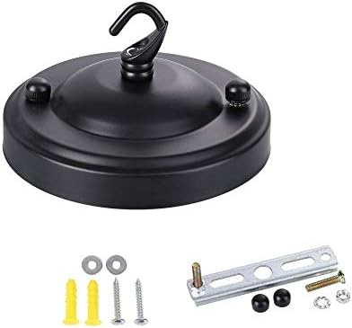 Upgraded Version 4.1Inch Light Canopy Kit Black, Chandelier Hook with Mounting Hardware, Iron Ceiling Canopy Kit for Pendant Light, Ceiling Hooks Cover Plate, Easy to Install, Varied Sizes