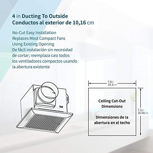 Tech Drive Very Quiet 80 CFM, 1.5 Sone No Attic access Needed Installation Bathroom Ventilation and Exhaust Fan with Humidity sensor