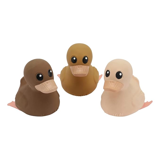 HEVEA Kawan Mini Rubber Duck - 100% Natural Rubber Baby Bath Toy - Eco Friendly, Perfect for Playing, Teething, and Bathing - Mold Free Bath Toys - Golden Ochre