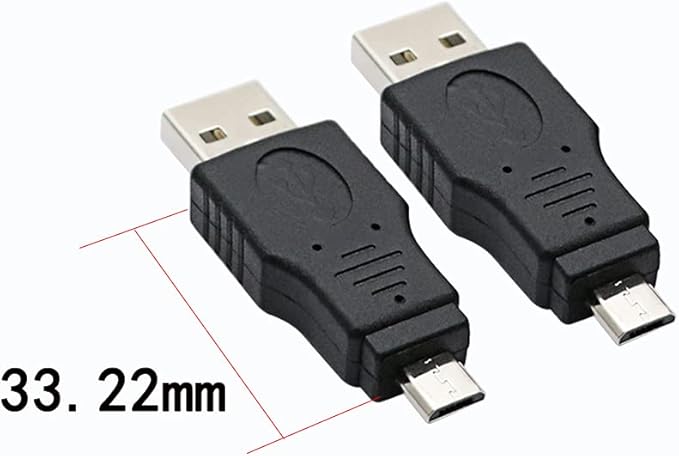 USB 2.0 Adapter A Male to Micro Male Black (3 Pack) USB a Male to Micro Male Adaptor