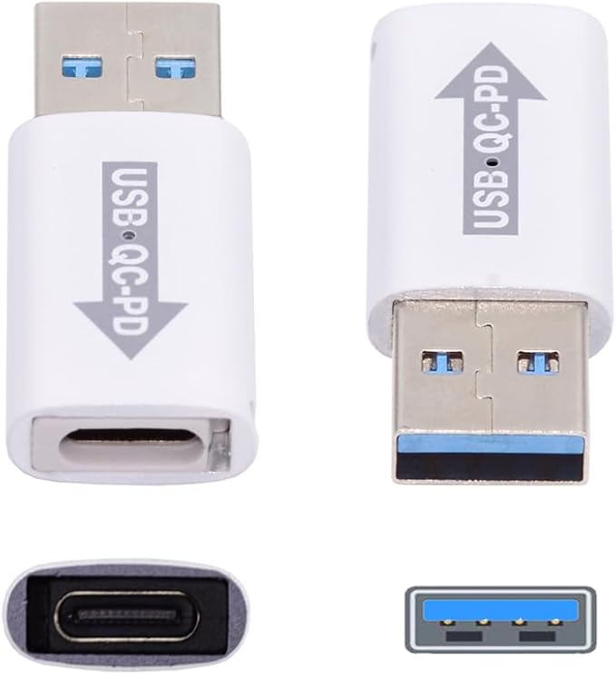 NFHK 2pcs/lot USB 2.0 A Male QC to PD USB-C Type C Female 5Gbps Data Power Adapter for Laptop Tablet Phone
