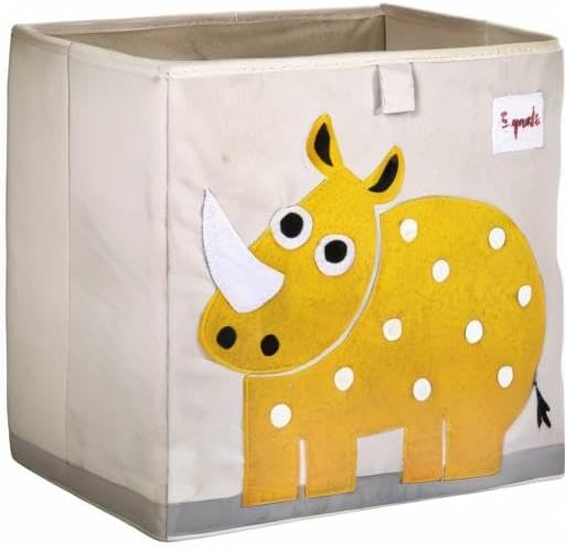 3 Sprouts Toy Storage Organizer: Toy Box Cube Organizer for Playroom, Nursery - Foldable Storage Bin - Rhino