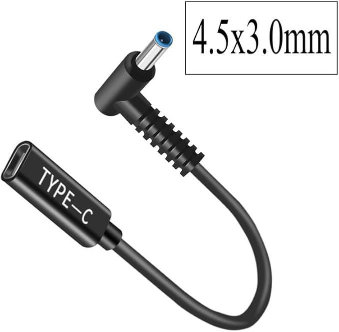 Type C to DC 4.5x3.0mm Adapter Cable, Male to DC Female 12V 19V 20V Adapter, DC 4.5x3.0mm Adapter to USB C Adapter Made for HP Elitebook Probook Spectre Chromebook Stream Envy Laptop Series