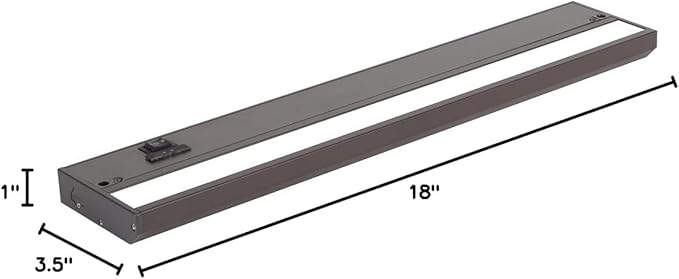 LED Under Cabinet Lighting Hardwired - 3CCT 18 Inch Bronze Finish - Undercabinet Lights for Kitchen - Linkable Undercounter Dimmable Plug in Light or Hard Wired - Under Counter Fixture Direct Wire