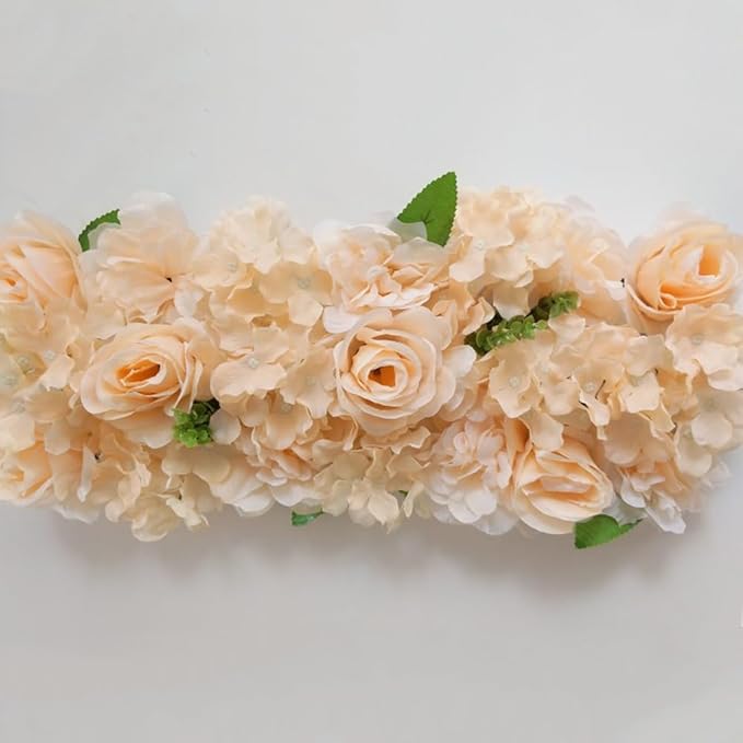 WEISPARK 100PCS Artificial Hydrangea Flowers, Fake Flowers Silk Hydrangea Full Flowers Heads with Stems for Wedding Home Party Shop Baby Shower Decor (Champagne)
