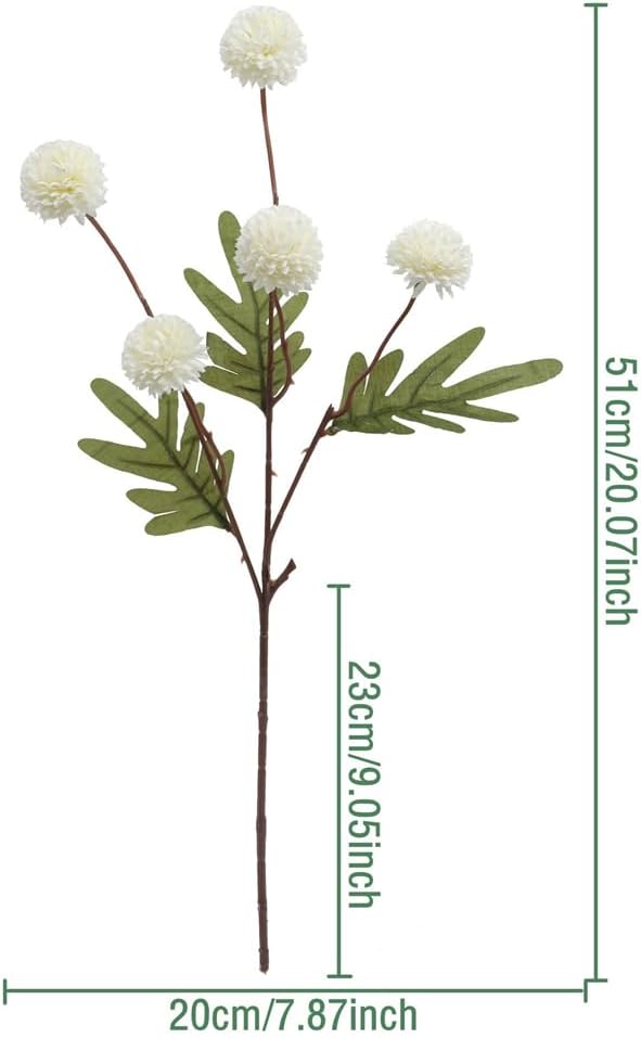 Artificial Flowers for Vases 20.5 Inch 10 Stems, Silk Dried Fake Mums Bouquet Indoor Faux Floral Arrangements for Decoration (White)