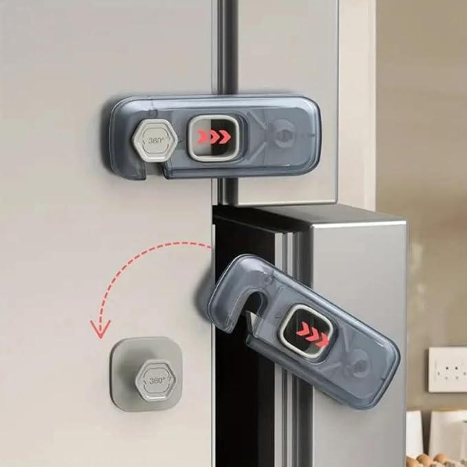 2x Child Kid Lock Fridge, Freezer, Cabinet Catch Baby Safety Lock Door Safe (Blue)