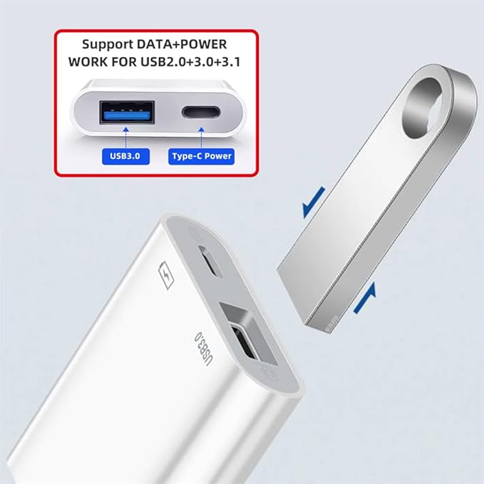 NFHK Type C USB-C to Standard Type-A USB3.0 Female with PD Power Charge Adapter Compatible with MacBook Laptop Tablet Phone