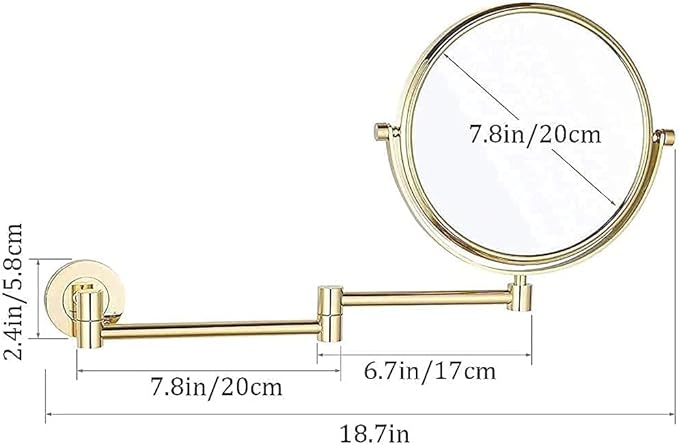 Vanity Mirror, Wall Mounted Makeup Mirror with 10X Magnification, 8 Inch Double Sided Vanity Magnifying Mirror, Cosmetic Mirror Shaving Mirror for Bathroom Gold