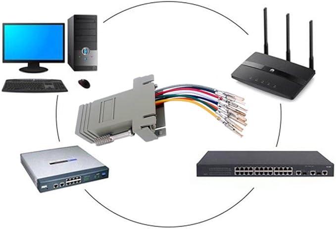 5Pcs DB9 Female to RJ45 Modular Adapter, DB9 to RJ45 Female Ethernet Connector Compatible with RS232 RS422 and RS485 Connection