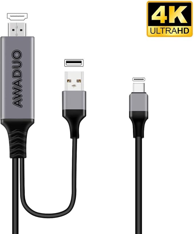 USB C to HDMI Adapter with Charging Cable, Type c to HDMI Adapter 4K 30Hz Compatible with MacBook 2018 iPad Pro,iMac,ChromeBook Pixel,Galaxy S9 Note9 S10 Surface Book Pro- 6.6FT (6.6FT, Black)