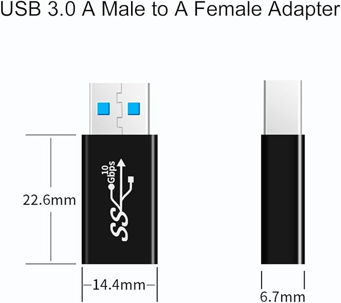 AreMe 3 Pack USB 3.0 Adapter, USB-A Male to Female, Male to Male and Female to Female Extension Coupler Converter Extender Connector