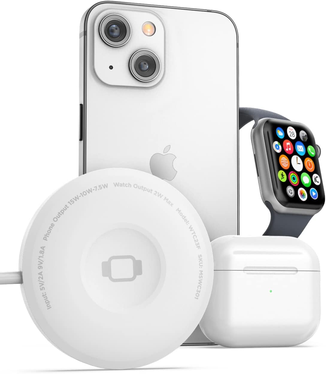 Galvanox 2-in-1 Charger for iPhone and Apple Watch Combo, Magnetic Dual Sided Charging Compatible with MagSafe