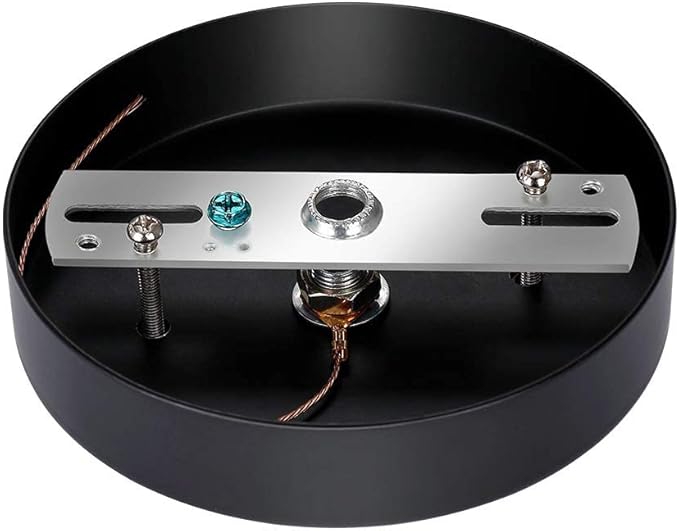 4.72 Inch Steel Light Canopy Kit - Black Modern Ceiling Light Plate with Hook, Suitable for Pendant Light and Chandelier, Includes All Mounting Hardware