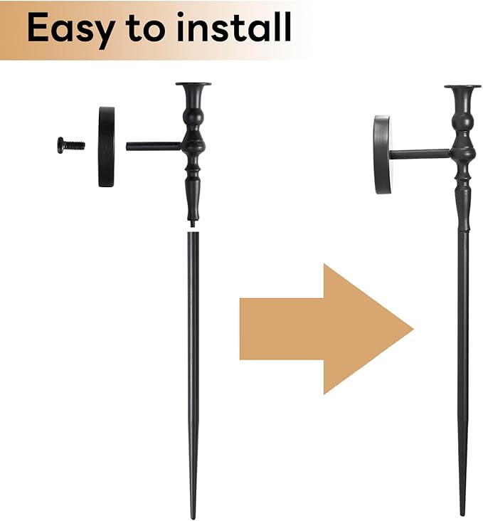 Tim&Lin Wall Sconce Candlestick Holder Set of 2, Large Black Scepter Gothic Design Metal Wall Candle Holder, Home Wall Decoration for Living Room, Bathroom, Dining Room