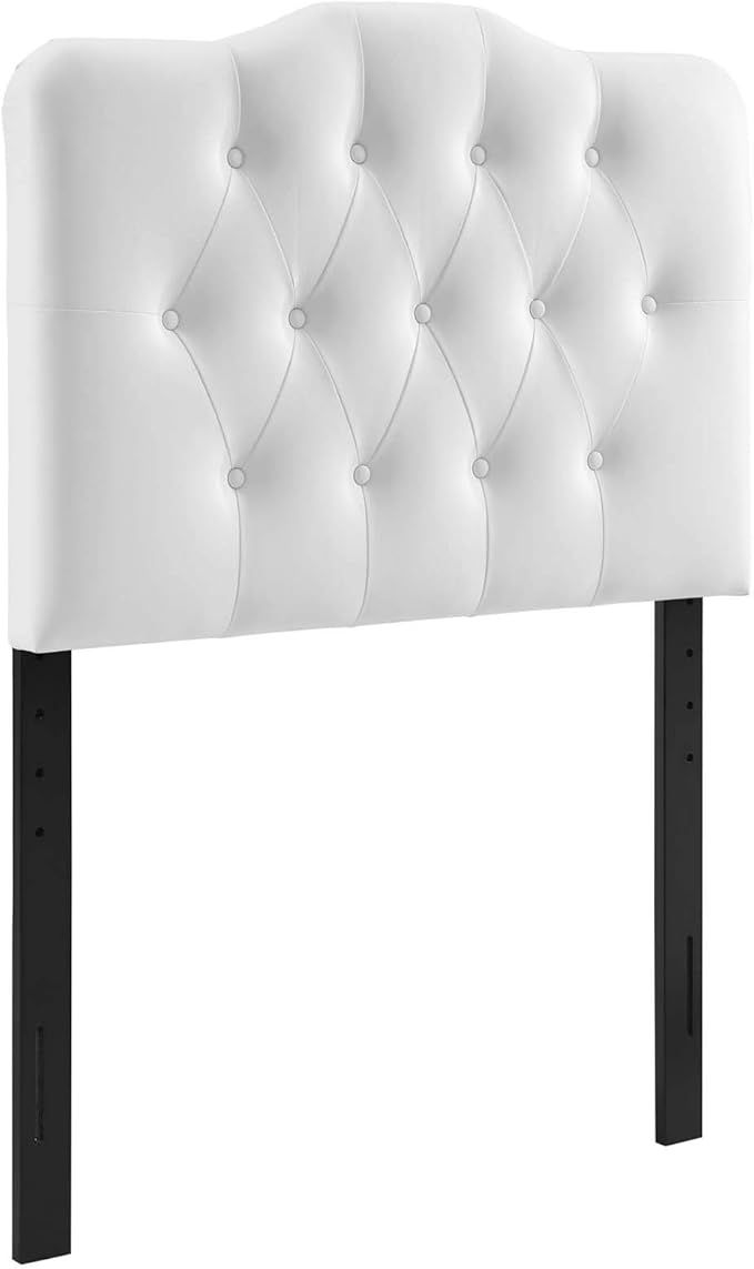 Modway Annabel Tufted Button Faux Leather Upholstered Twin Headboard in White