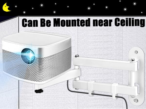 2-Be-Best Projector Wall Mount 14" Foldable Arm Mount Universal Projector Mounts Adjustable Bracket 1/4" M4 M6 Screw Size Quality Cold-Rolled Steel Upgraded White