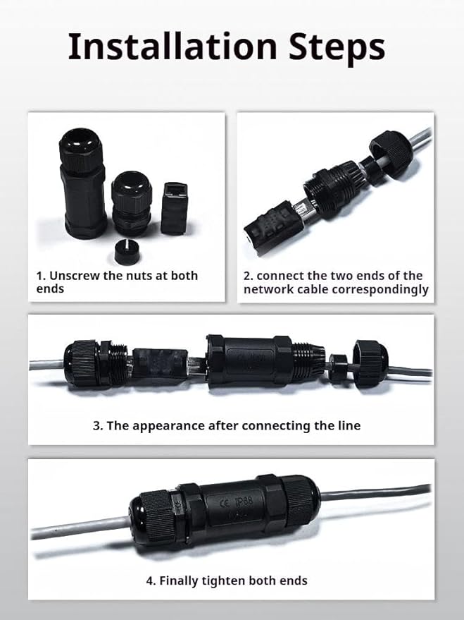 Starlink Ethernet Adapter Kit: IP68 Waterproof RJ45 Coupler for Starlink Cable/Cat7/Cat6/Cat5E/Cat5 Network LAN Cable Extender - Suitable for Repair and Extend Network Cables (Lightning protection)