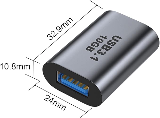 AreMe USB Female to USB C Female Adapter (2 Pack), 10Gbps USB 3.1 to Type-C Extension Coupler Converter Extender Connector Support Fast Charging for PC, Laptop, Charger, Power Bank