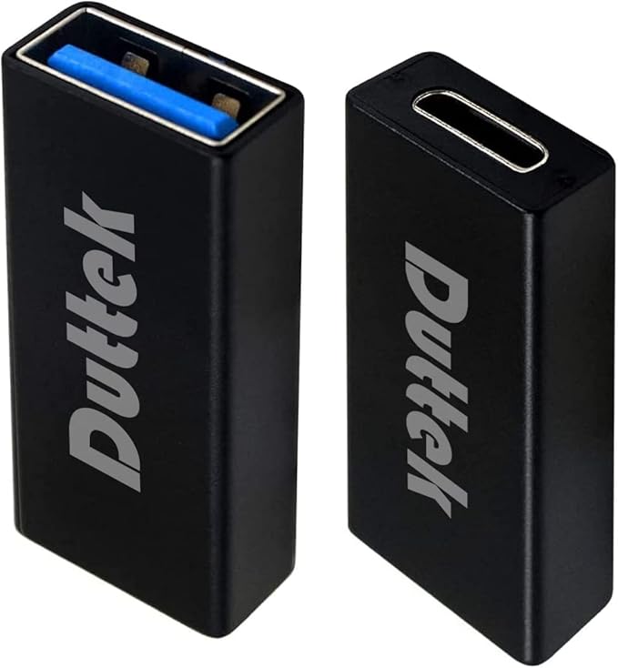 Duttek USB C Female to USB A Female Adapter 5Gbps Data Power, Type-C to Type-A Converter OTG Adapter Compatible with MacBook Pro, Laptop 2 Pack (Black)