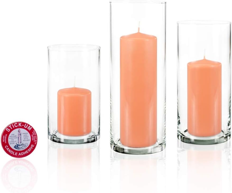 yummi Set of 12 Slim Pillars and Cylinder Vases - Peach