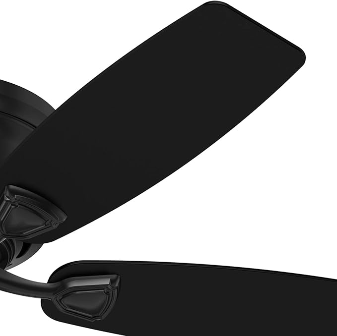 Hunter 48 inch Outdoor or Indoor Ceiling Fan No Light - Low Profile Mount, Black Ceiling Fan without Light, For Patio, Porch, Garage, or Living Room, 5 Blades, Pull Chain - Sea Wind 53118, Matte Black
