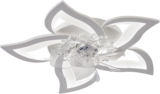 Low Profile Ceiling Fan with Lights,110v Modern Dimmable Flower Shape, Remote Control/app Control,Timing 6 Gear Speeds Fan Ceiling Lamp.