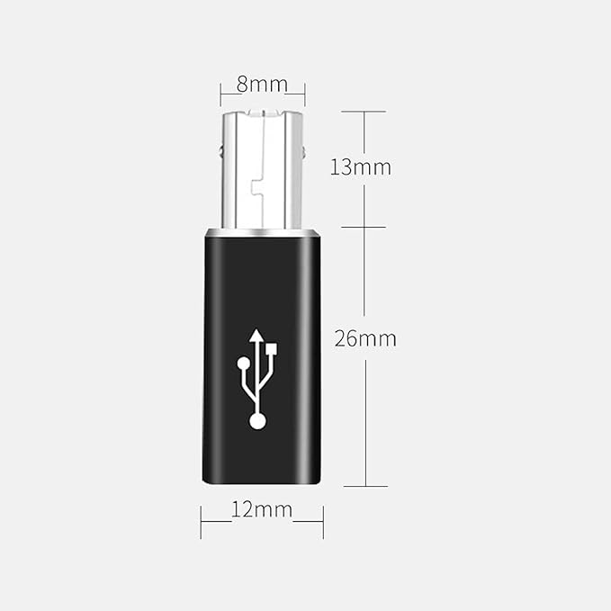 USB C to B Adapter,【3-Pack】 Tpenod Female USB C to MIDI Converter,Compatible with MIDI,Printers,Chromebook Pixel,Electric Piano,Synthesizers and Devices /laptops with Type-c Port., black