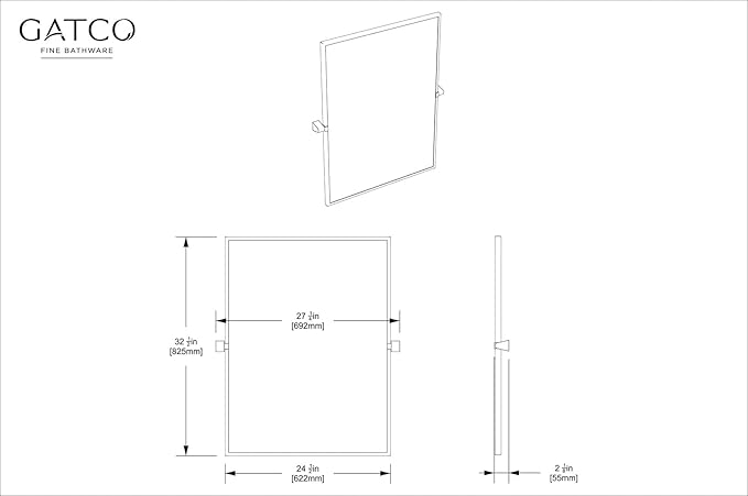 Gatco 5659FS A-Line Framed Rectangle Mirror, 32.5 Inch, Chrome