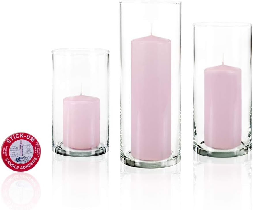 yummi Set of 36 Slim Pillars and Cylinder Vases - Blush
