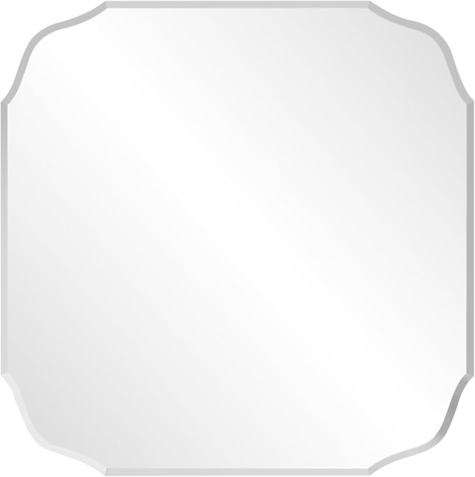 Silver Wall Mirror-Beveled Edge Frameless Mirror for Bathroom, Vanity, Bedroom, Rectangle Mirrors(24X24inch)