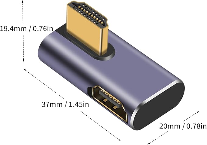 Poyiccot 8K HDMI 90 Degree Adapter, 270 Degree Left and Right Angle HDMI 2.1 Adapter, Male to Female Extender, 48Gbps, 8K@60Hz for HDTV Laptop PS5 Xbox, 2-Pack