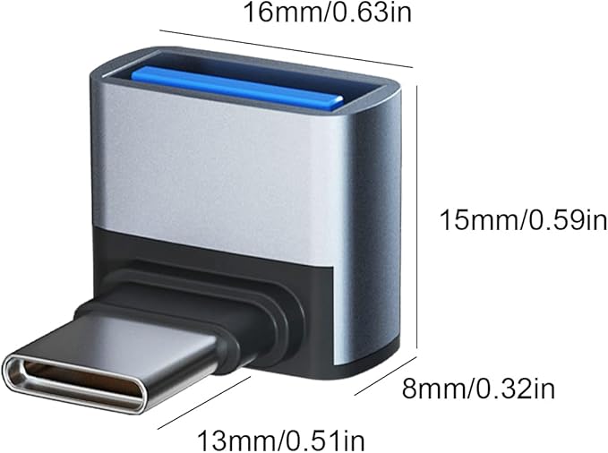 AreMe 4 Pack USB C to USB 3.1 Adapter, 90 Degree Up and Down Right Angle USB Type C Male to USB Female Converter Connector for MacBook Pro Air iPad, Tablet, Phone and Other Type C Devices