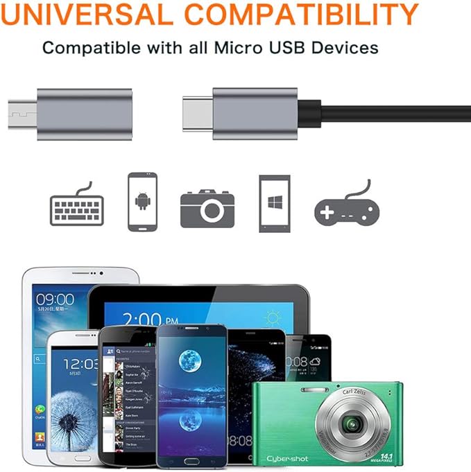JXMOX USB C to Micro USB Adapter, (4-Pack) Type C Female to Micro USB Male Convert Connector Support Charge Data Sync Compatible with Samsung Galaxy S7 S7 Edge, Nexus 5 6 and Micro USB Devices (Grey)