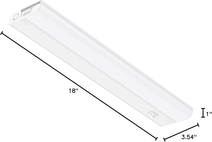 GETINLIGHT 18-inch Hardwired Only LED Under Cabinet Lighting, Soft White(3000K), Dimmable, Matte White Finished, ETL Listed, IN-0201-12-WH