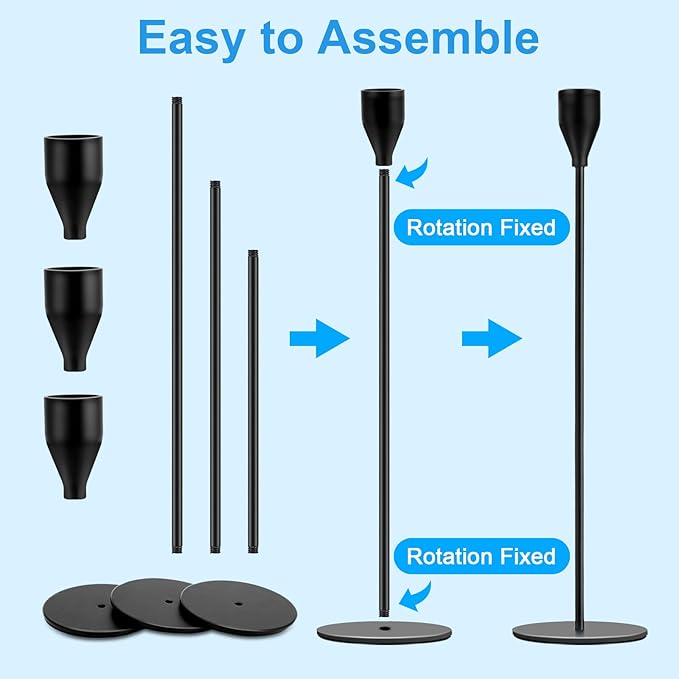 Black Candlestick Holder Set of 36 for Taper Candles, Decorative Candle Holders Bulk Candle Stick Holders Taper Candle Holders for Table Centerpiece Wedding Dinning Party Anniversary Home Decor