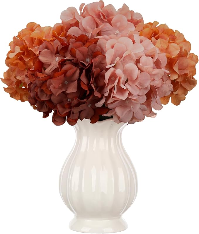 9 Pcs Fall Hydrangea Artificial Flowers 23.6" Thanksgiving Vintage Faux Silk Hydrangeas Flower with Stem Fall Fake Hydrangeas Bouquet Floral for Farmhouse Home Wedding Table Centerpiece