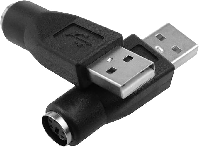 4 Pack USB to PS2 Adapter, PS/2 Female to USB Male Converter, Black, PS2 to USB Adapter for Mouse and Keyboard