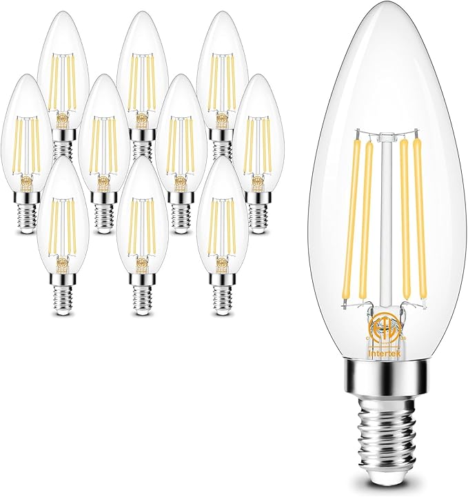Cotanic Dimmable E12 LED Candelabra Bulb 4000K Daylight, Ceiling Fan Light Bulbs Small Base,60W Equivalent,Type B Bulb for Chandelier,Vintage B11 LED Candle Shape with Clear Glass,600LM,10 Pack