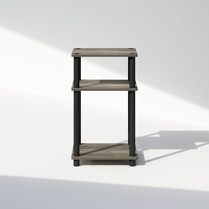 Furinno JUST Night Stand, 3-Tier Turn-N-Tube Nightstand, Toolless Bedside Table, End Table, Side Table with Open Storage for Bedroom, Living Room, Bathroom, French Oak