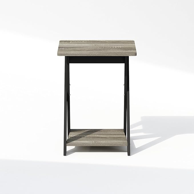 Furinno TIDUR Night Stand, Open Shelf Design X-Legs Nightstand, Criss-Crossed Bedside Table, End Table, Side Table, for Bedroom, Living Room, French Oak