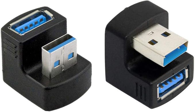 xiwai 1 Set Up & Down Angled USB 3.0 Adapter A Male to Female Extension 180 Degree 5Gbps