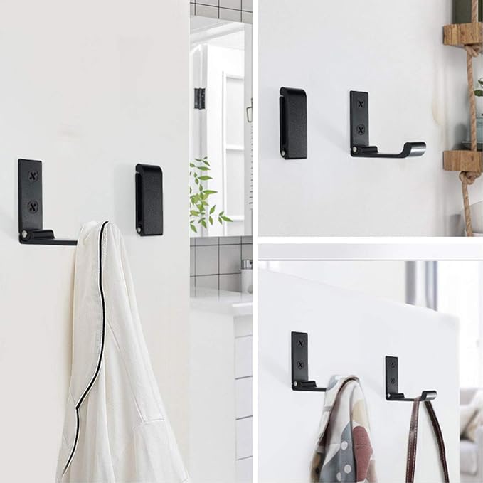 Folding Coat Hooks, Matte Black Wall Hooks for Hanging Coats Bathroom Towel Hooks Hardware Heavy Duty Aluminum Alloy Robe Hooks Wall Mounted DIY Coat Rack Hooks No Rust Indoor, Outdoor (10pcs-Black)