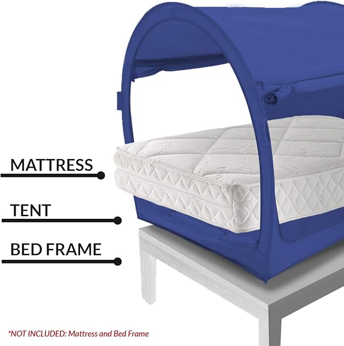 Alvantor Bed Canopy Bed Tents Dream Tents Privacy Space Twin Size Sleeping Tents Indoor Pop Up Portable Frame Curtains Breathable Grey Cottage (Mattress Not Included) Reducing Light