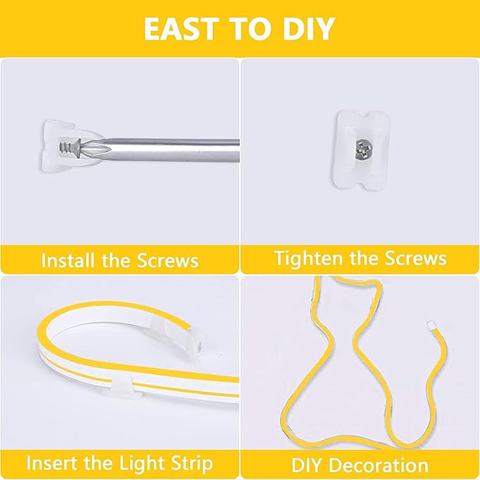 Lamomo LED Neon Lights, 16.4ft Yellow LED Strip Light, 12V 0.39In/Cut Silicone Waterproof Neon Rope Light, DIY Neon Sign for Bedroom Indoor Outdoor Decoration(Power Adapter not Included)