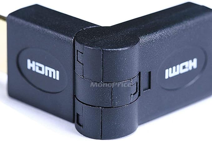 Monoprice HDMI Port Saver Adapter - Male to Female, Swiveling, Up to 90 Degrees Adjustment, Gold Plated, 3 Inches, Black