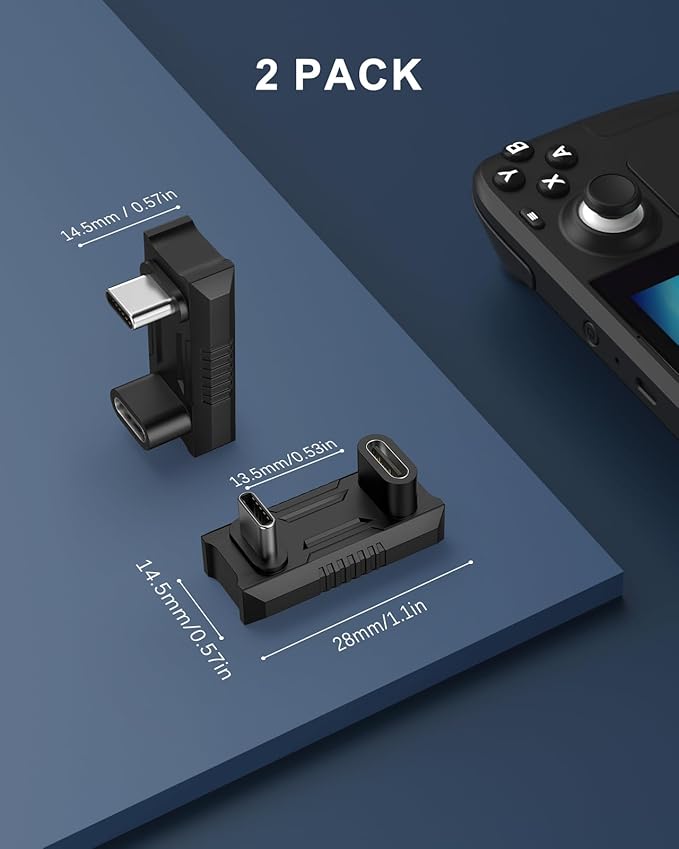 MoKo 180 Degree USB-C Adapter with 13.5mm Wider Gap, U-Shape USB-C Male to Female Connector with PD 240W/20 Gbps/8K, 180 Angle Adapter for ROG Ally/Steam Deck/Legion Go/Laptop/Tablet/Phone