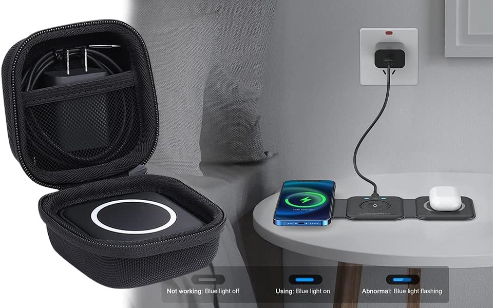 Khanka Hard Travel Case Replacement for Iseyyox/RTOPS/Hicober/UCOMX Nano 3 in 1 Wireless Charger, Magnetic Foldable