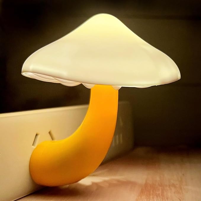Night Lights Plug into Wall - Sensor LED Mushroom Light, Cute Energy Saving Mushroom Lamp for Adults Kids Living Room Bedroom Kitchen, Bathroom Toilet, Stairs, Hallway Corridor, Gift Ideal, Warm White